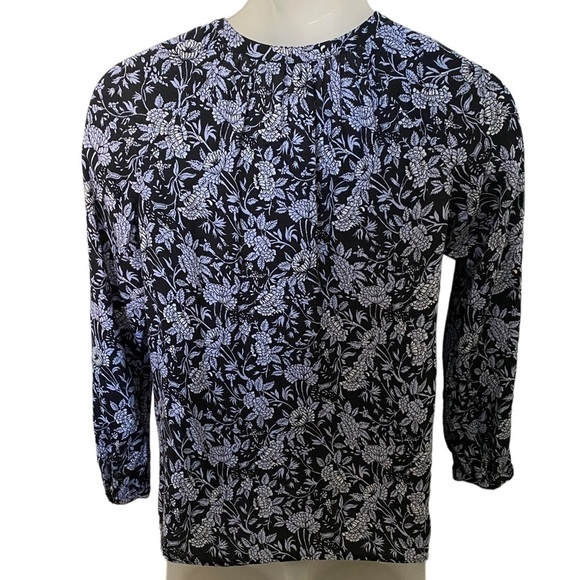 LUCKY BRAND Floral Black & White Blouse w/ Tassel Women SP Small Petite - Picture 3 of 7